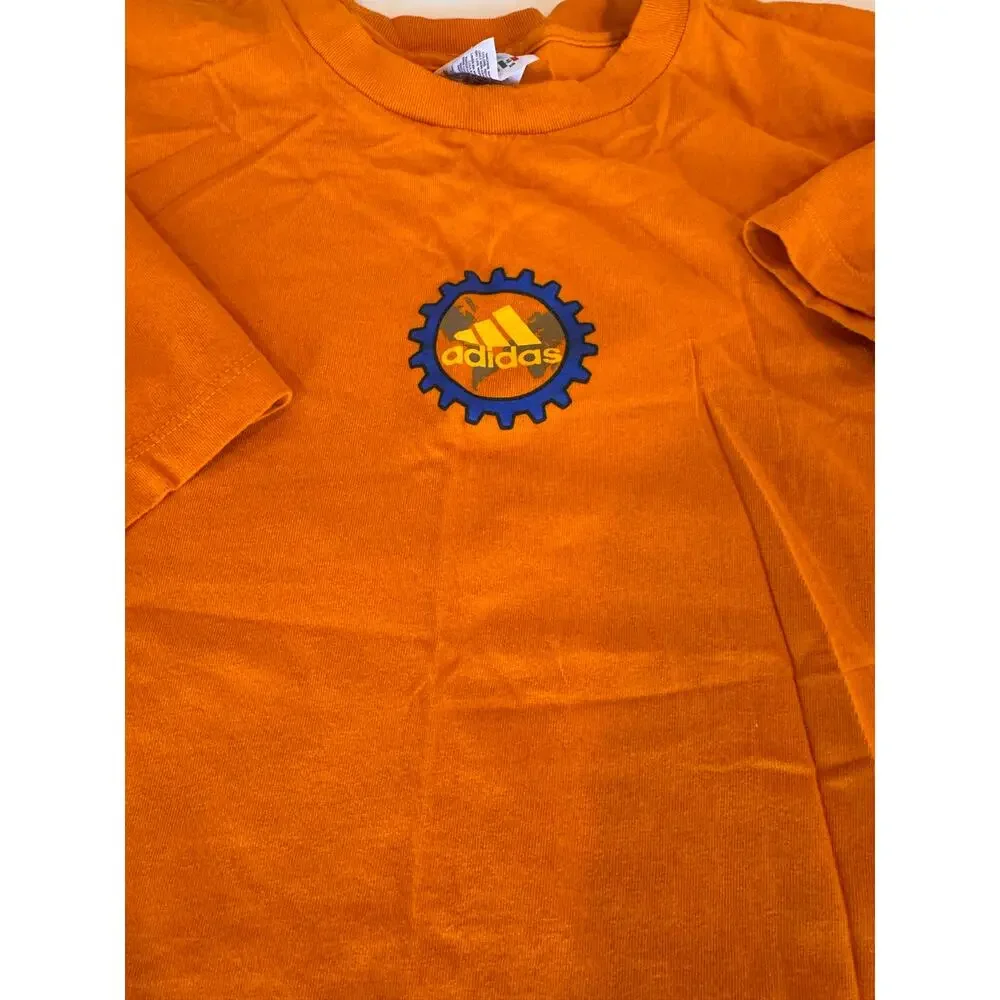 Y2K Vtg Adidas Orange Gear Graphic T-Shirt Size XL Men's 100% Cotton